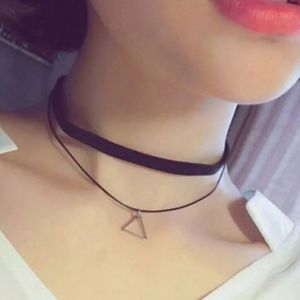 Choker Double Strand Pendant Triangle Necklace